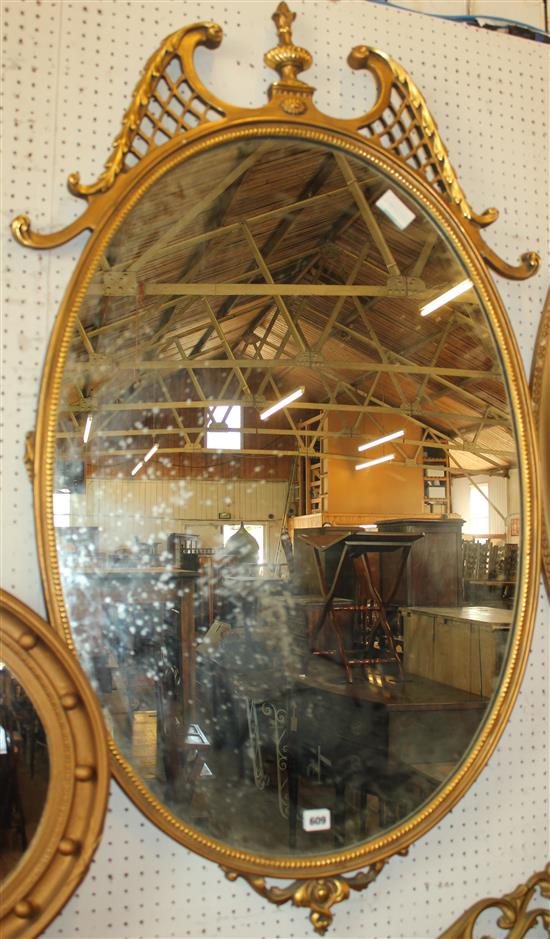 Italian gilt frame oval wall mirror